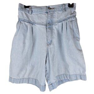 Vintage 80s Gloria Vanderbilt High-Waisted Light Blue Denim Mom Jean Short Small